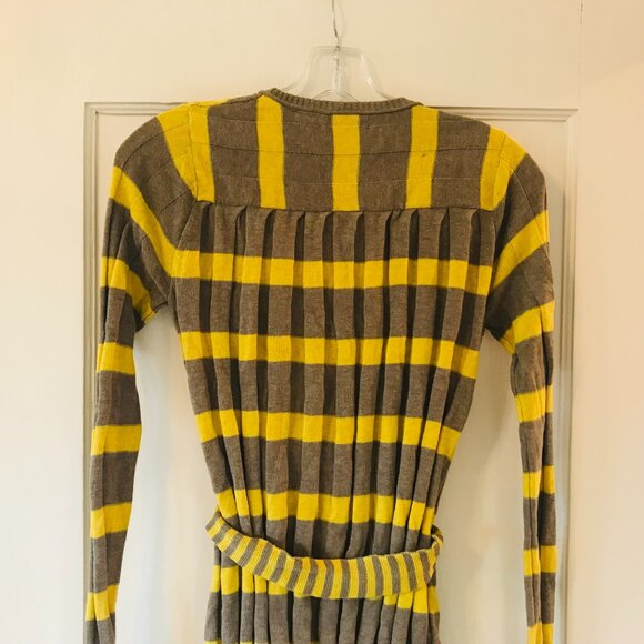 Anthropologie | Maple Switching Lanes Belted Striped Cardigan (Yellow/Brown) S - Picture 8 of 12